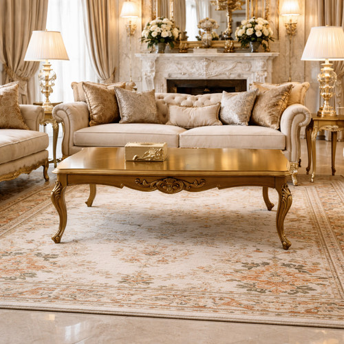 Elegant gold solid wood coffee - gold,